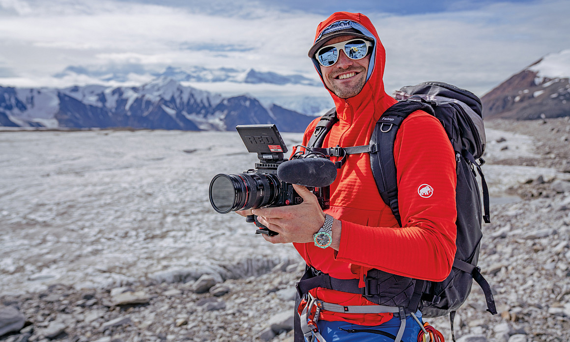 Erich Roepke on expedition with camera
